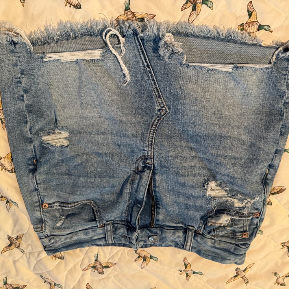 American Eagle Outfitters Distressed Denim Mini Skirt - Blue